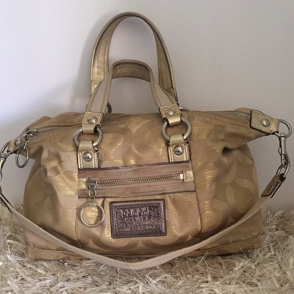 Coach Handbags - COACH POPPY OPT ART LUREX SATCHEL BAG GOLDMINE